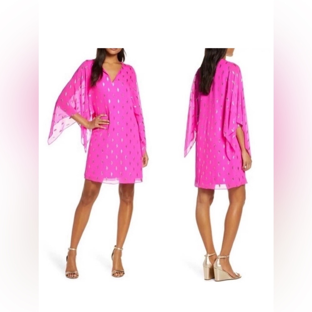 Lily Pulitzer Pink Kaftan Dress with Gold Accents